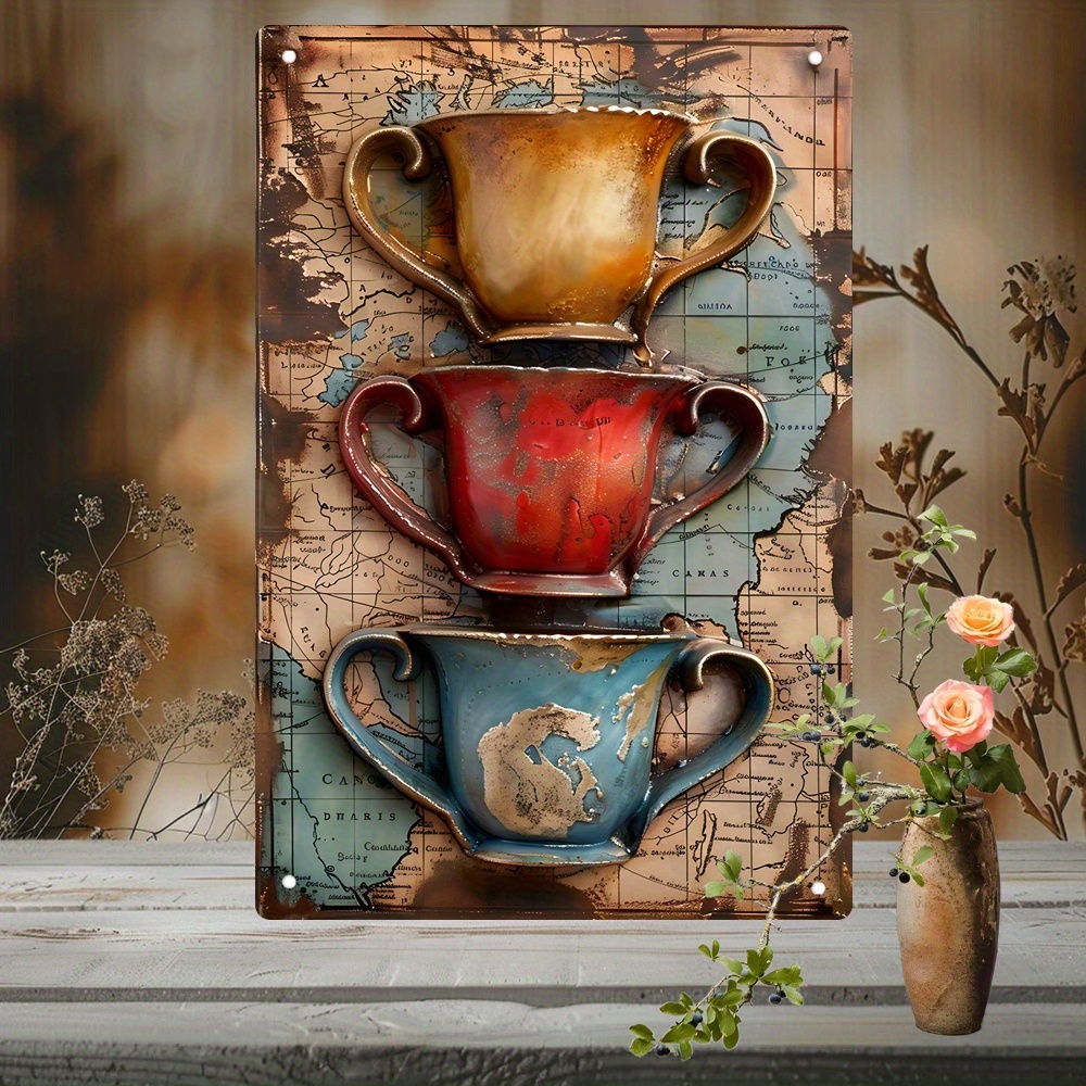 

Cup Metal Tin Wall Decoration - Humorous Wrought Iron Decoration For Cafes, Restaurants, Homes, Garages, , Bars And Gardens - Industrial Style Hanging Decoration