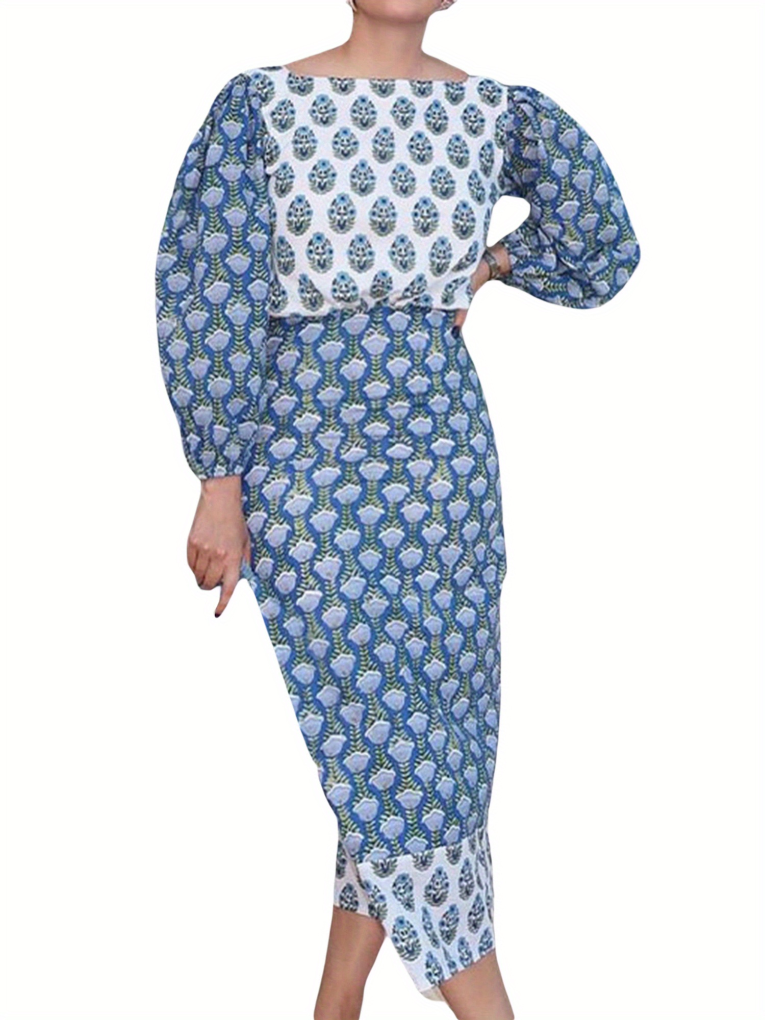 womens elegant retro 70s floral print midi dress - Temu