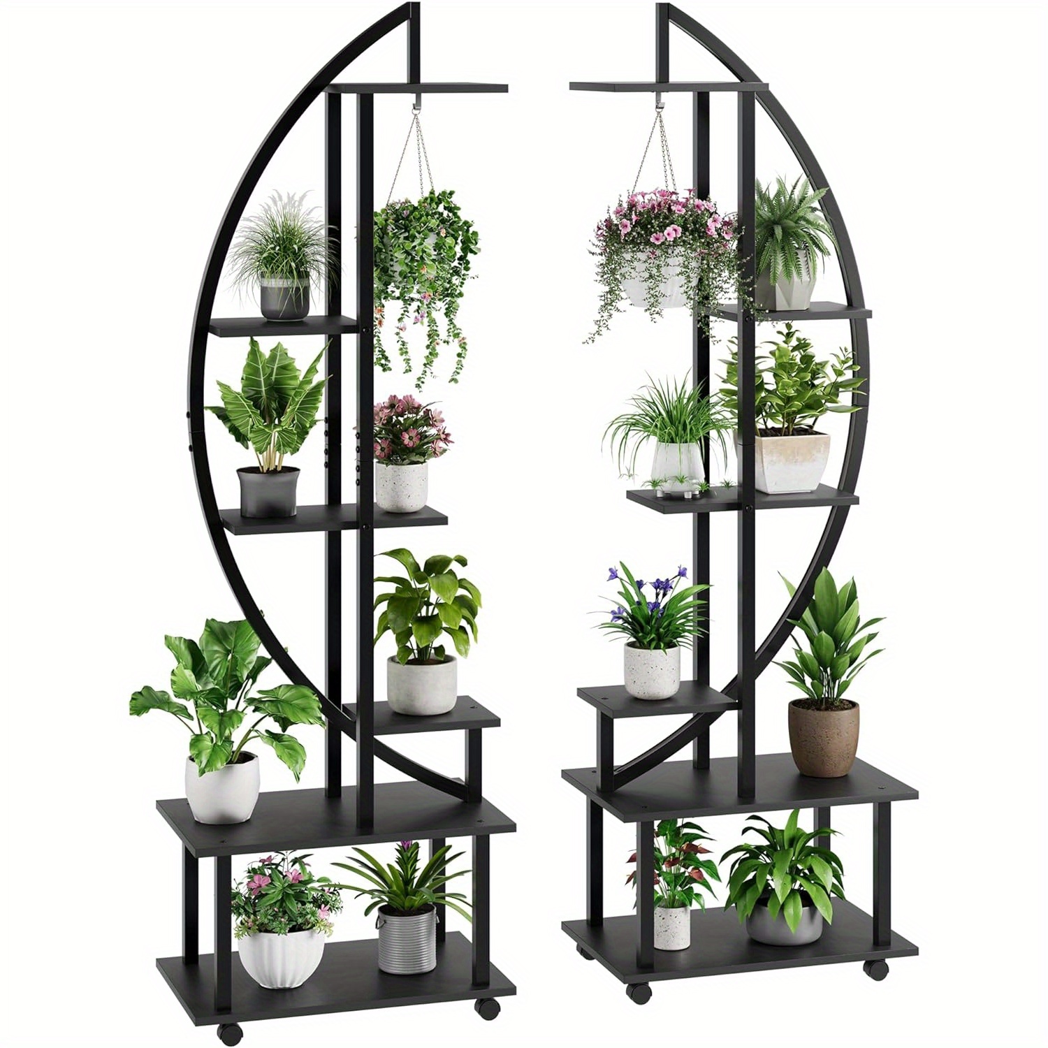 

Hufy 6 Tier Tall Plant Stand Metal Indoor Plant Stand With Detachable Wheels Half Moon Shape Plant Stands With Drawers Plant Shelf Rack For Home For Patio Lawn Garden Balcony, 2 Pack, Black