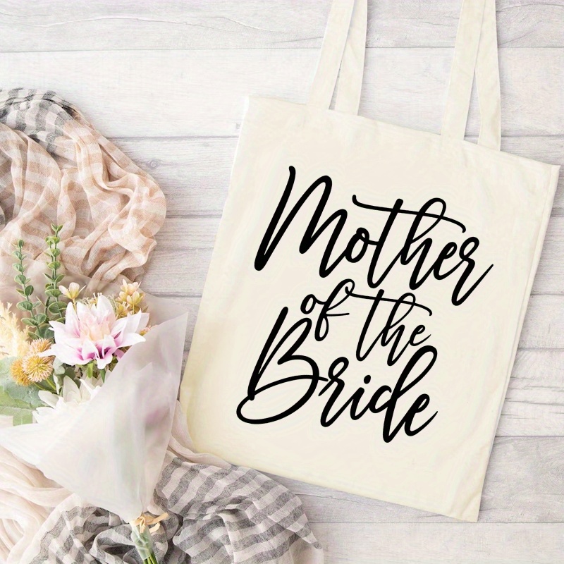 

Mother Of The Bride Pattern Tote Bag, Large Capacity Durable Canvas Bag For Outdoor Picnic, Party, Travelling, Shopping