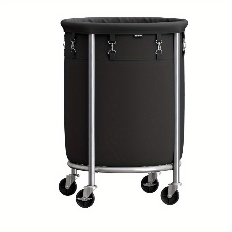 

Songmics Laundry Basket With Wheels, Rolling Laundry Hamper, 29 Gal., Round Laundry Cart With Steel Frame And Removable Bag, 4 Casters And 2 Brakes