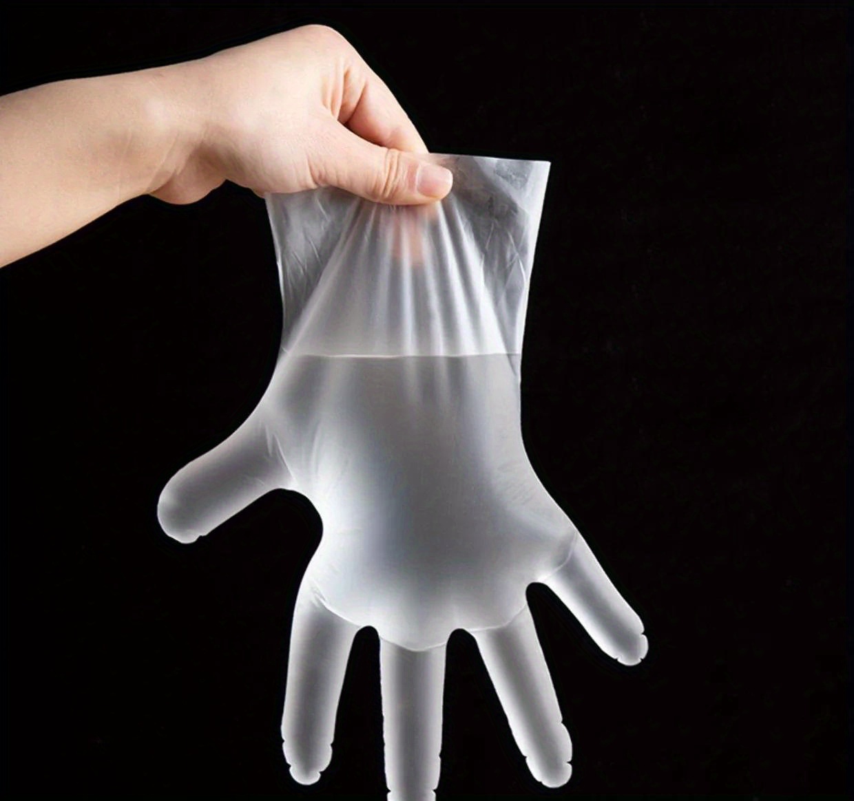 100pcs food grade tpe disposable gloves thick transparent oil resistant for kitchen cleaning pet   details 3