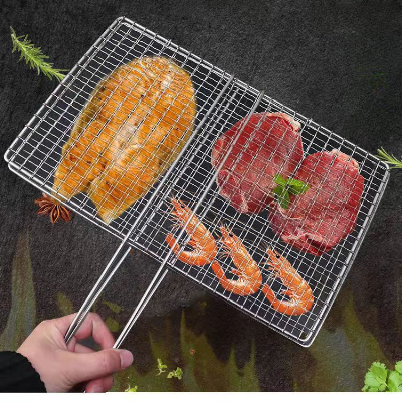 

Versatile Metal Grilling Basket - Foldable Bbq Net Clip For Fish, Vegetables & More - Perfect For Outdoor Cooking