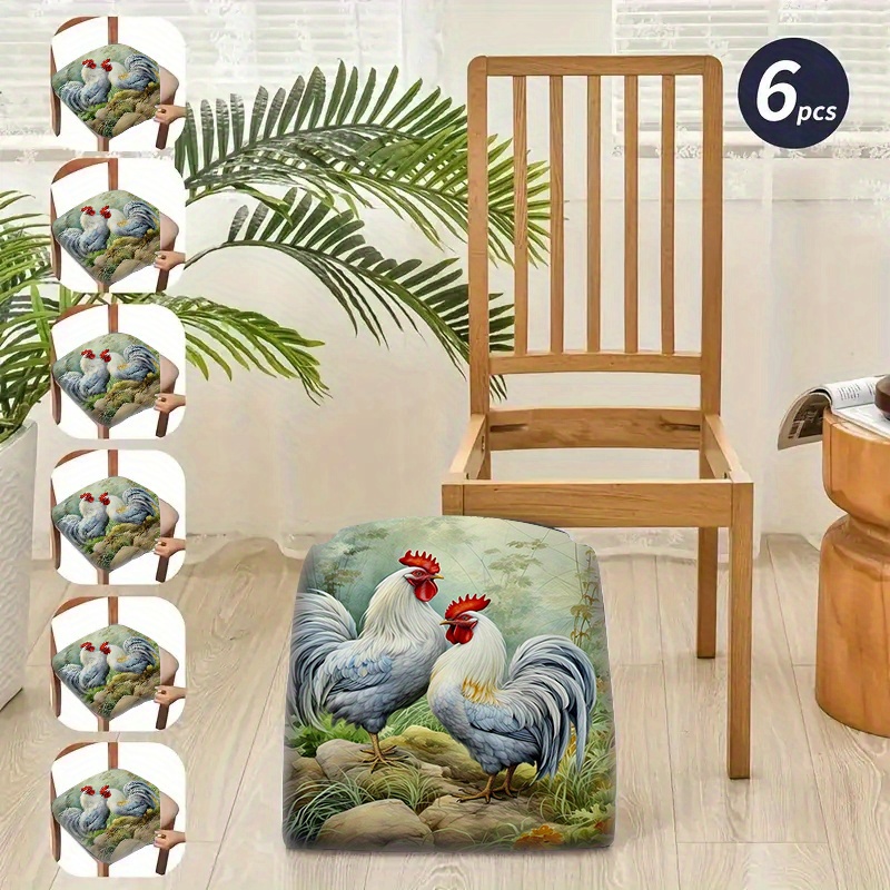 

Stretchable Chair Covers 2/4/6pcs - Unique Creative Prints, Soft & Comfortable, Dust & Stain Resistant, Perfect For Dining & Office Decor