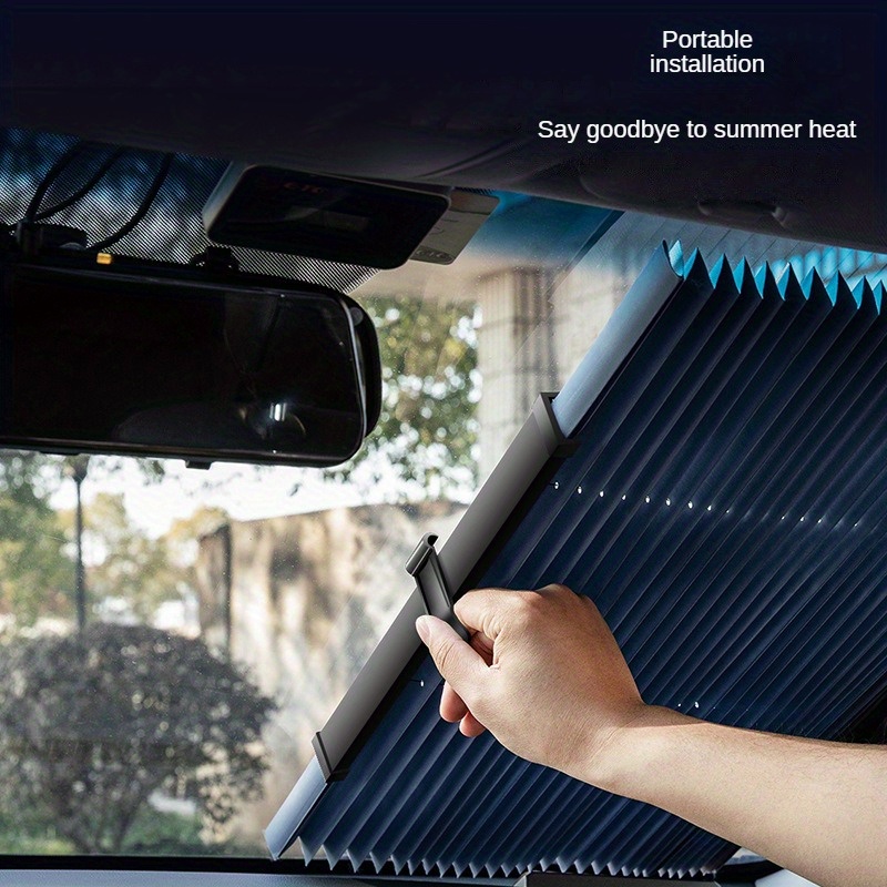 

Car Sun Protection Heat Insulation Sun Visor Automatic Telescopic Folding Front Windshield Sun Visor Light Plate Sun Visor