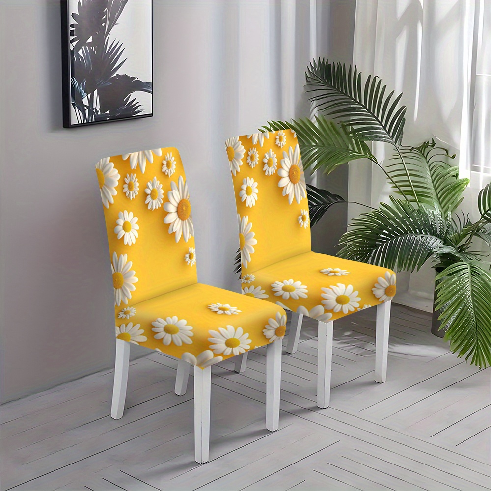 

2/4/6 Pieces Of Modern Floral Chair Covers, Perfect For Dining Room, Living Room, Office, And Home Decoration - Machine Washable, Elastic Closure, Contemporary Style, Polyester Fabric, 120-140g/m²