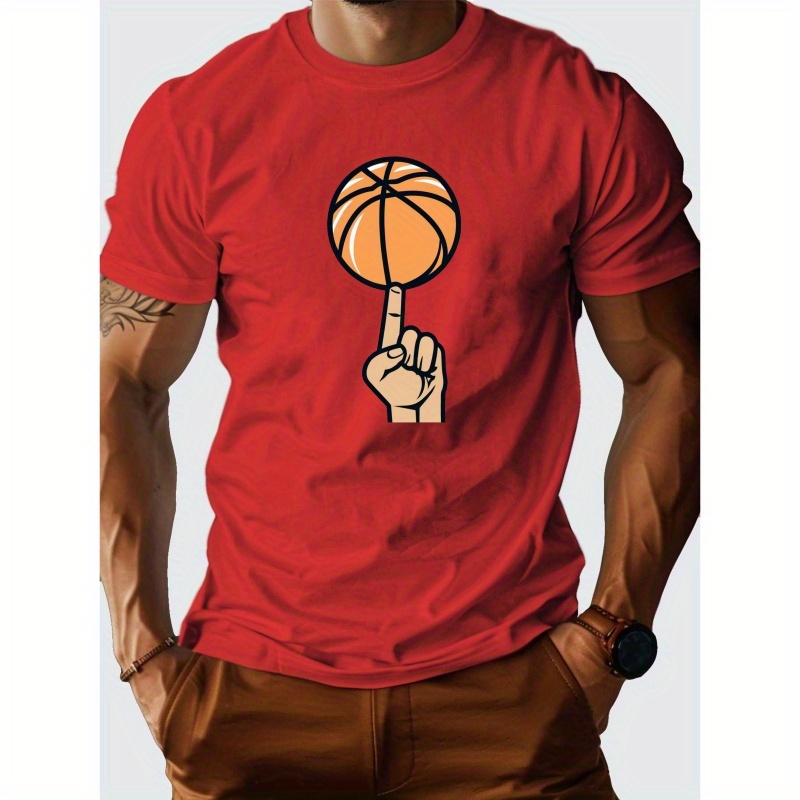 

A Finger Spinning Basketball Pure Cotton Men's Tshirt Comfort Fit