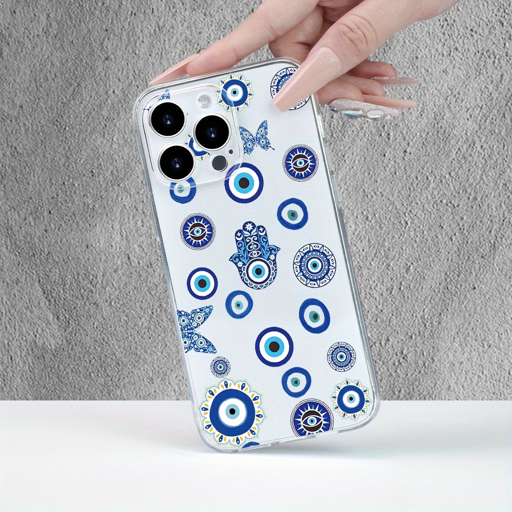 

Elegant Blue Evil Eye Pattern Phone Case For Iphone 15, 14, 13, 12, 11, Xs, Xr, X, 7, 8, Plus, Pro Max, And Mini - Tpu Material