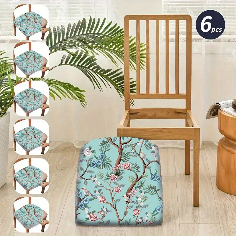 

Contemporary Floral Chair Slipcovers Set - Polyester Stretch Band Seat Protectors, Slip-resistant Furniture Covers For Dining Office Home Decor, Machine Washable - 2/4/6 Pack