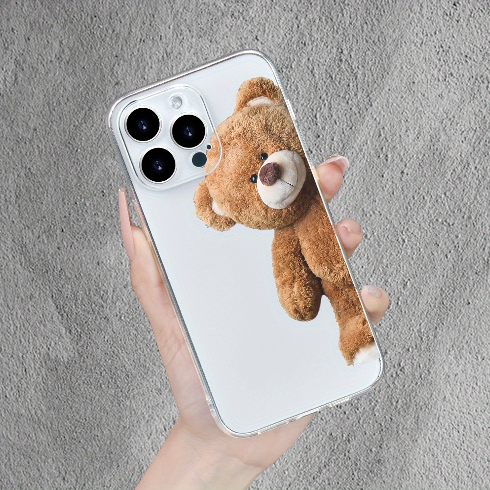

Teddy Bear Transparent Tpu Phone Case, Cute Creative Minimalist Design, Protective Cover Compatible With 15, 14, 13, 12, 11, Xs, Xr, X, 7, 8, Plus, Pro, Max, Mini - Unisex Style