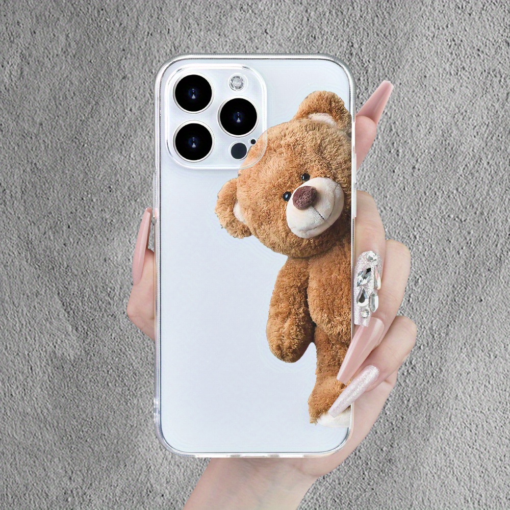 TEMU Creative Simple Cute Bear Trend Transparent Mobile Phone Case For Men And Women Suitable For Iphone 15 14 11 Xs Xr X 7 8 Plus Pro