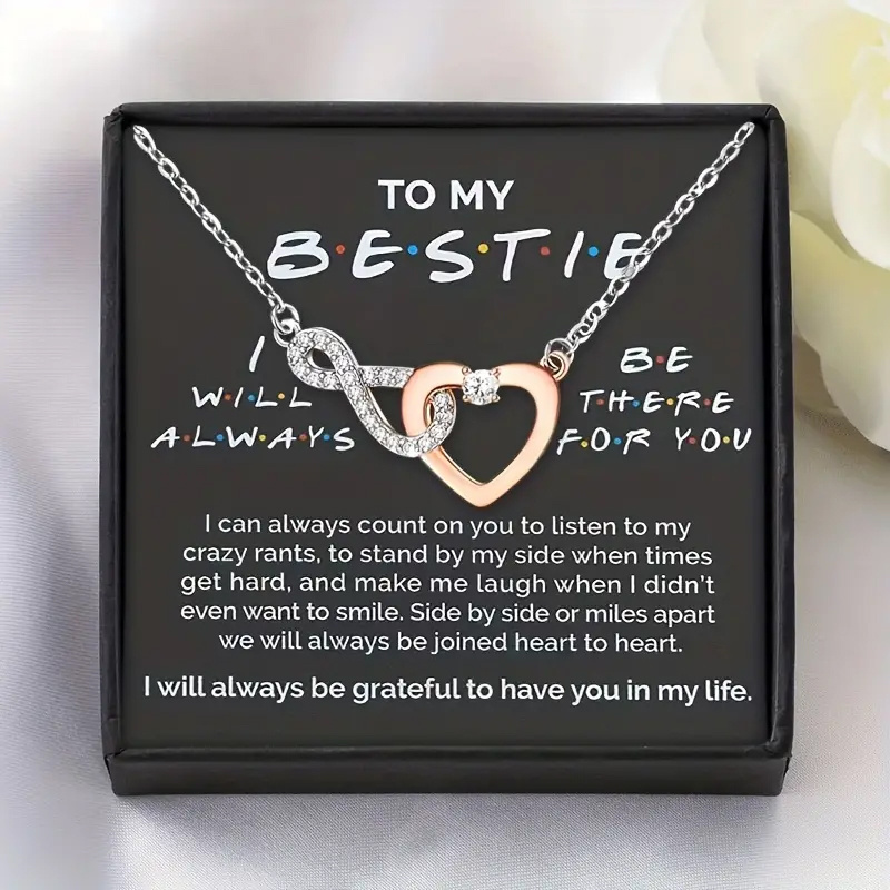 

Give My Bff Heart And Infinity Symbol Interlocking Pendant Necklace Friendship Necklace Best Friend Gift Christmas Gift