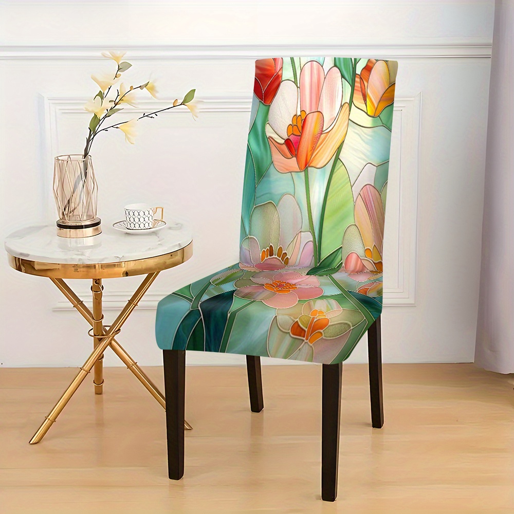 

Jit, 2/4/6pcs Creative Printed Chair Covers - Modern Style, Elastic Fabric, Suitable For All Seasons, Machine Washable, 120-140g Fabric Weight, Digital Printing