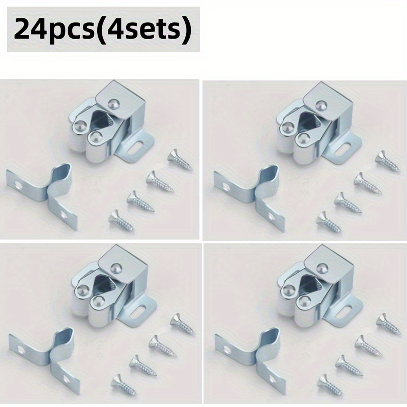 Image of 24pcs Vintage Style Stainless Steel Double Roller Cabinet Latches – & Door Catch For Wardrobes And Cabinets, Nickel