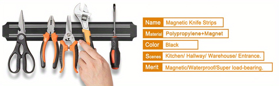 Экономит место магнитная полоса для ножей из нержавеющей стали и универсальный органайзер для кухни. Подробности 3.