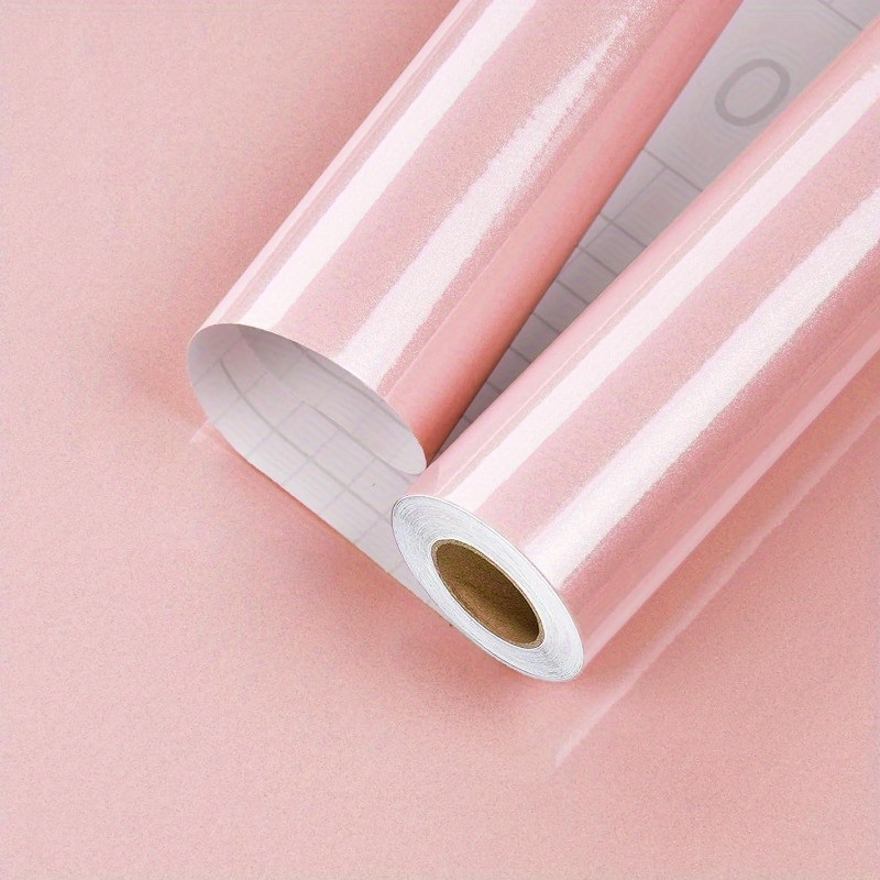 

1 Roll Pink Glossy Contact Paper, Self-adhesive Removable Pvc Wallpaper For Kitchen Bedroom Living Room Countertop Furniture, Home Decor & Furniture Renovation