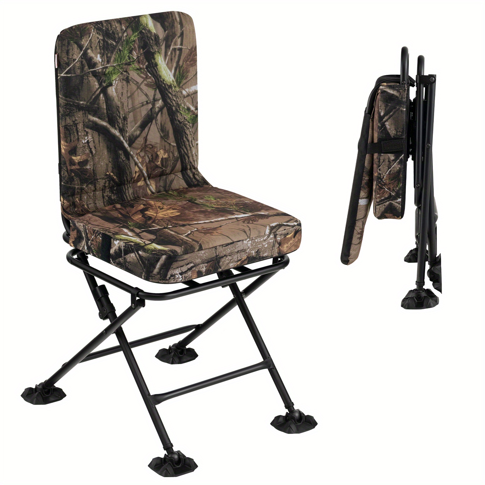 

Goplus Folding Silent Swivel Blind 360°swivel Hunting Chair W/all-terrain Foot Pads