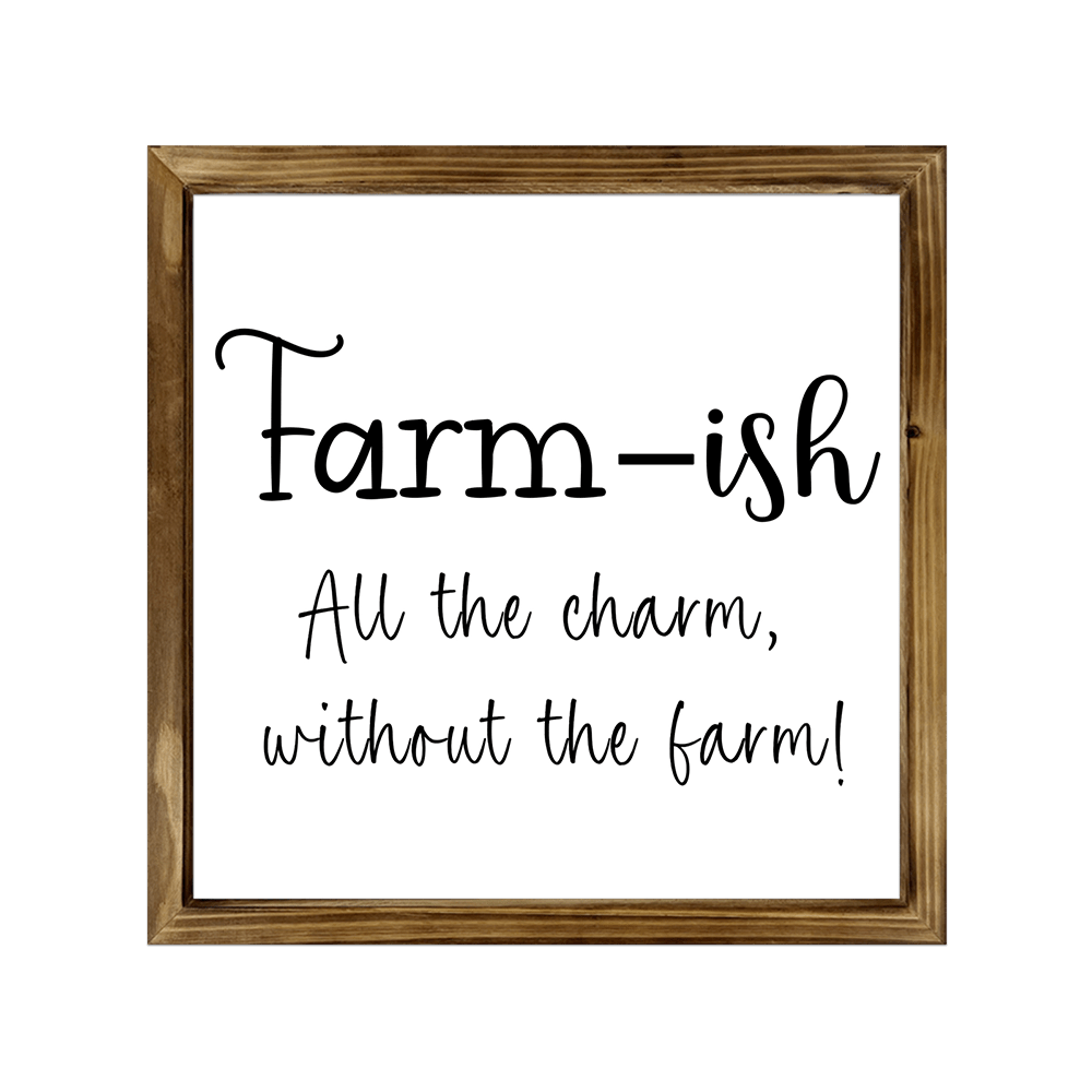

Farm-ish Wooden Sign Decor, Rustic Farmhouse Wall Art, Country Charm Tiered Tray Decoration, 8x8 Inch Home Accent
