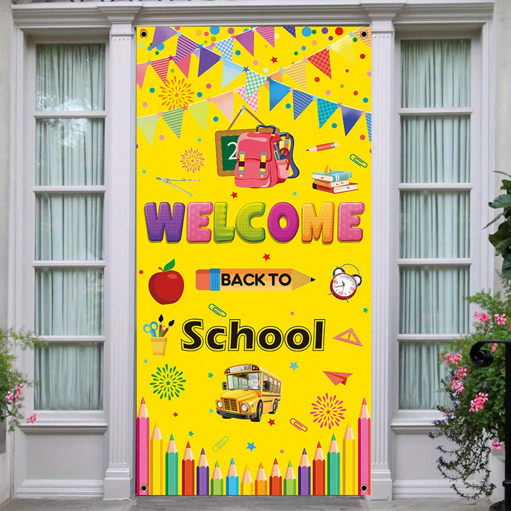 

Jit Back-to-school Polyester Banner, Multipurpose Door Hanging Sign For Classroom, Birthdays, Carnivals - Welcome Home Decor Wall Mural 70x35 Inches