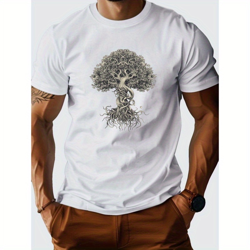 

Intricately Designed Tree Art G500 Pure Cotton Men's T-shirt With Comfort Fit