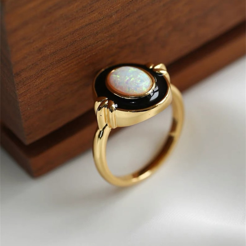 טבעת אמייל אלגנטית, סגנון העיצוב פשוט 2000 תכשיטים בהשראת וינטג', מתנה עבורה