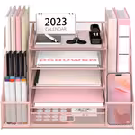 LocalSUPEASY 1PC 5-Tier Mesh Desk Organizer With Magazine Holder, Polished Iron, Drawer & File Storage - Ideal For Office Supplies, HomeOpen in new tab.