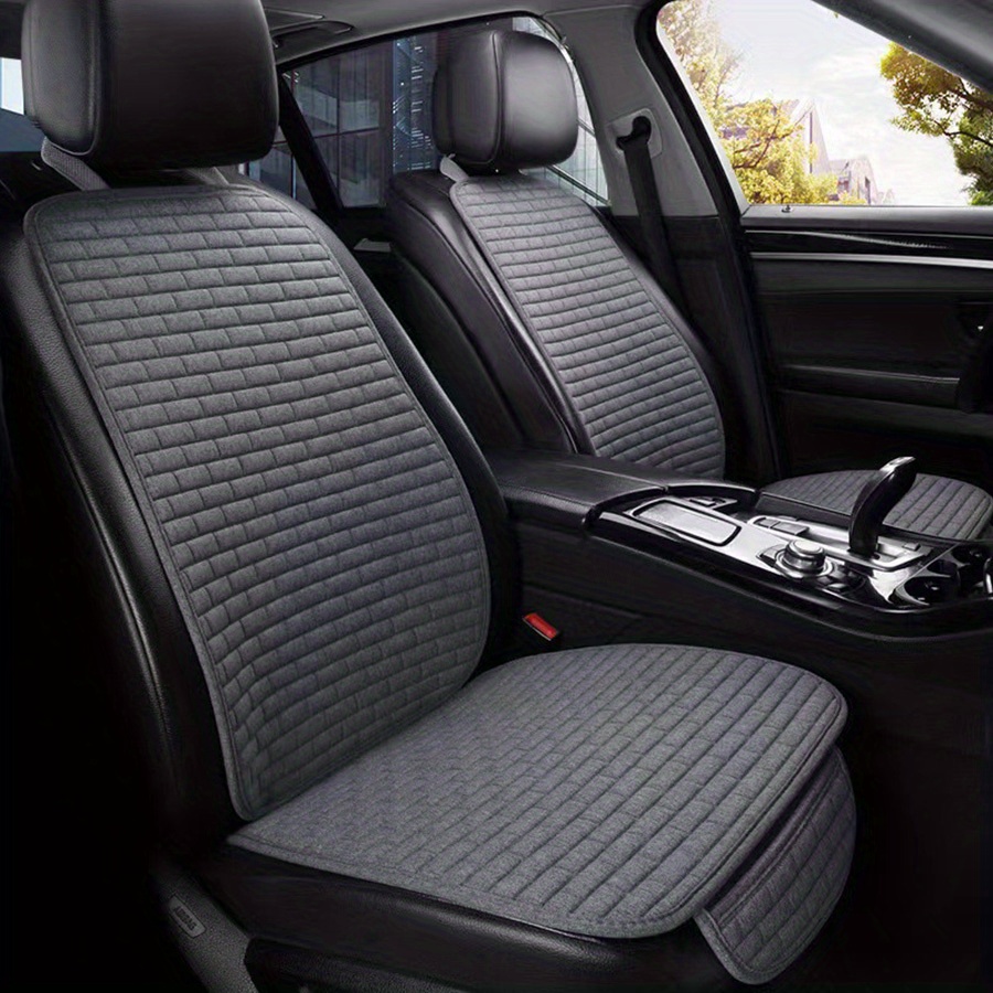 

Car Long Grid Linen Seat Cover And Backrest Seat Cushion, Single-piece Square Grid Seat Cushion, Universal For All Seasons, Anti-slip Seat Cover