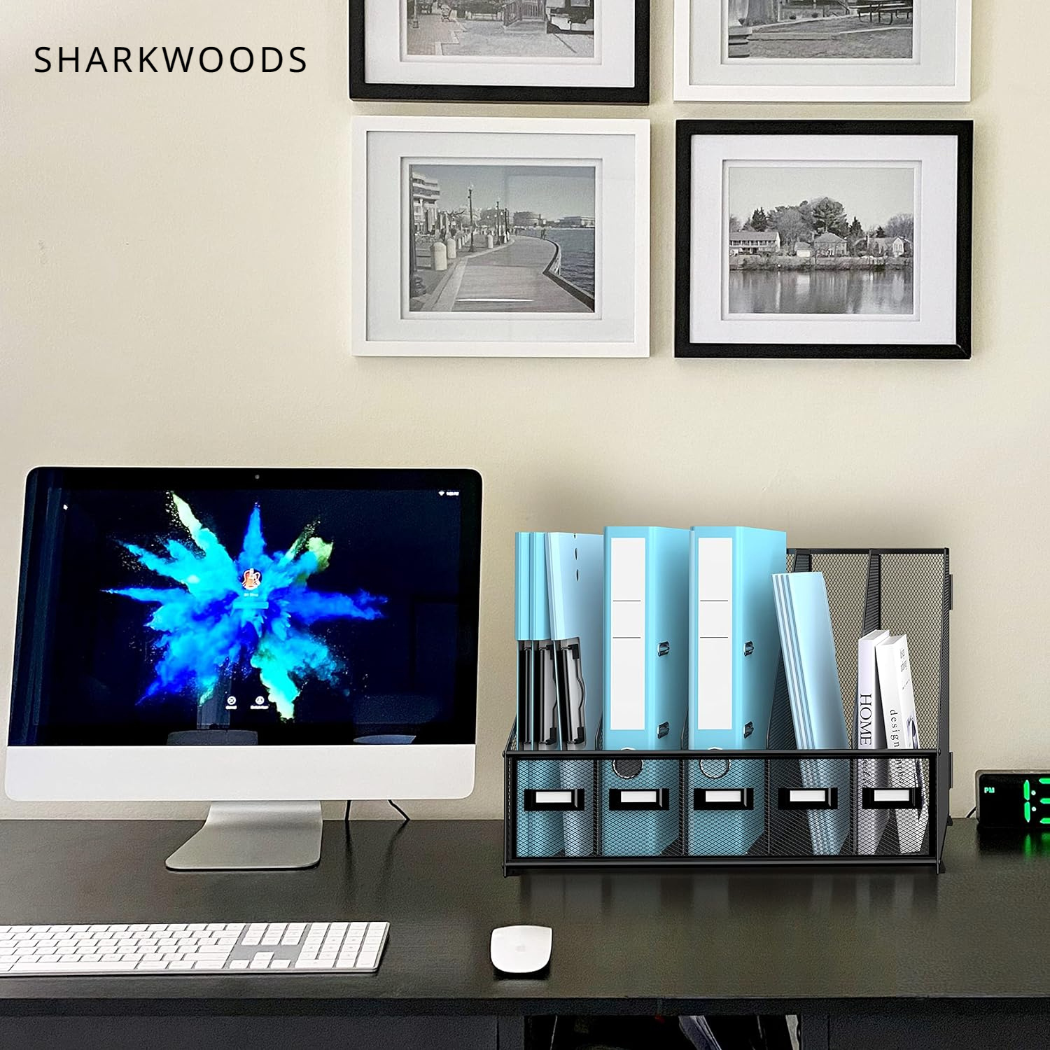 

Sharkwoods Desk Organizers With 5 Vertical Compartments Metal Desk Magazine File Holder Rack File Organizer For Office Desktop, Home Workspace