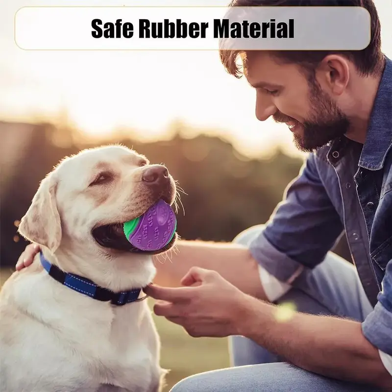 durable squeaky set of 8 dog balls for teeth without battery details 3