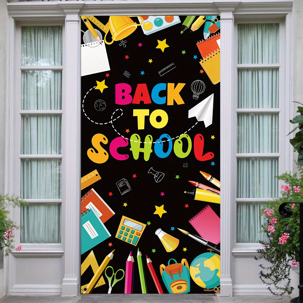 

Back To School Celebration Banner - 70x35" Polyester Door Cover For Classroom & Home Decor, Perfect For First Day Of School & Birthday Parties