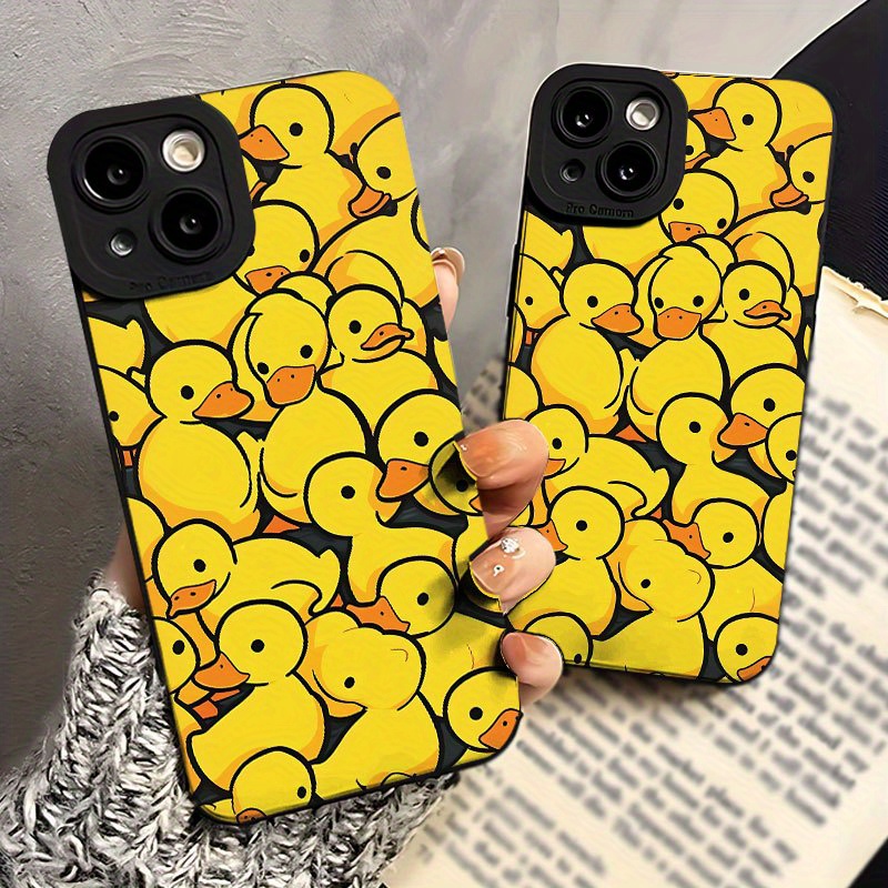 

Festive Yellow Duckling Phone Case - Black Tpu Material - Protective Cover For