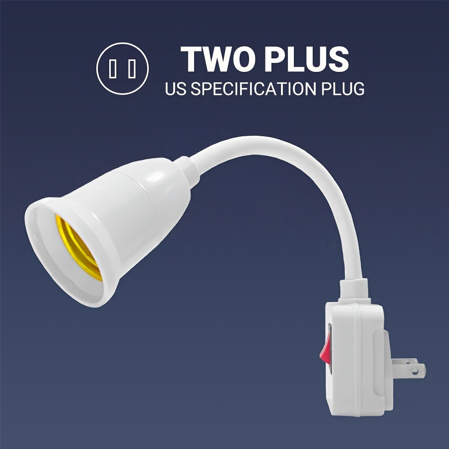 

1pc E27/e26 Plug In Light Socket Adapter With On/off Switch, Flexible Neck Extension Lamp Bulb Holder Converter For Night Light Bedside Lamp Wall Lamp Bases