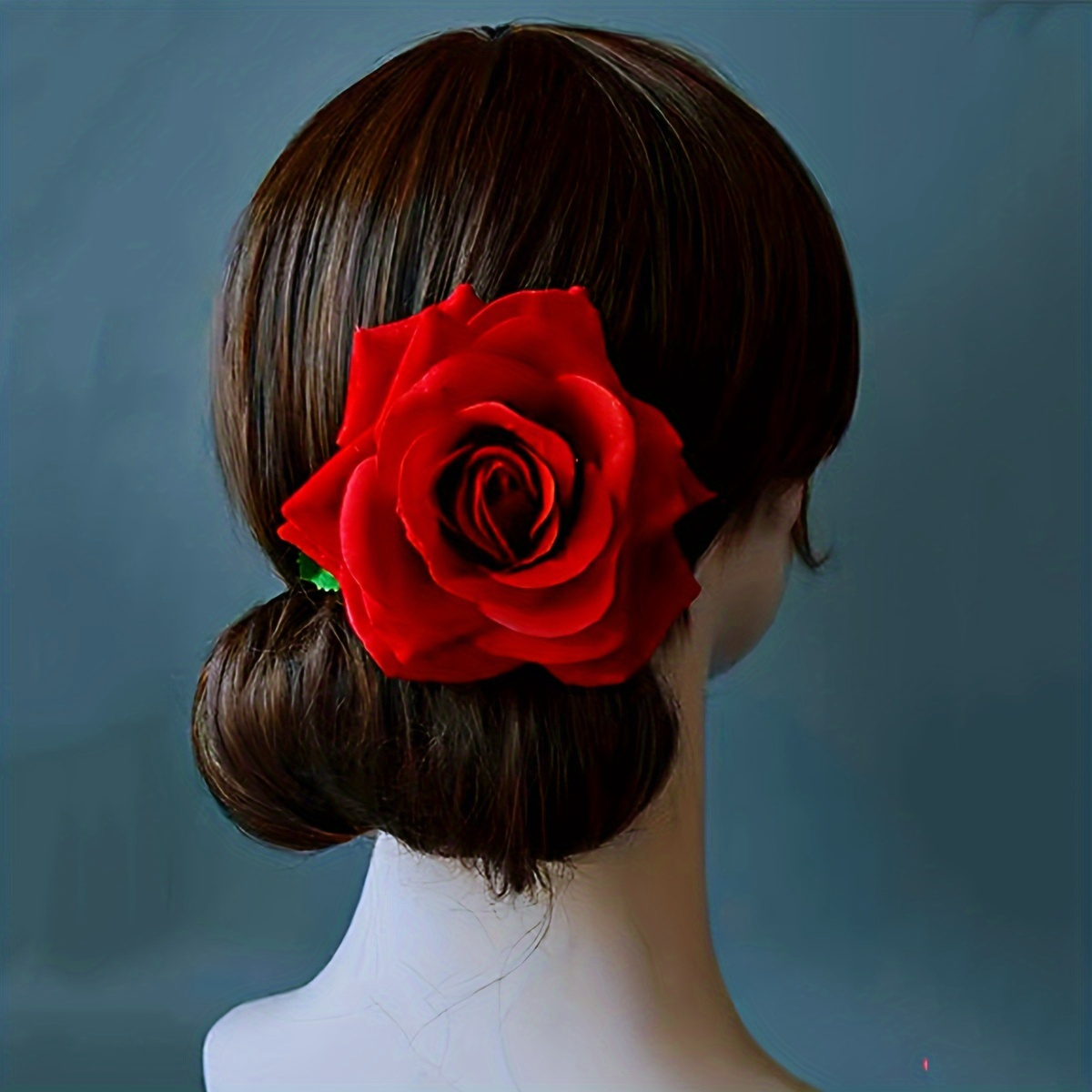 TEMU トな赤いバラのヘアクリップ - ヴィンテージ・ボホスタイルの女性用ルバレッタ、日常着用＆結婚式に最適