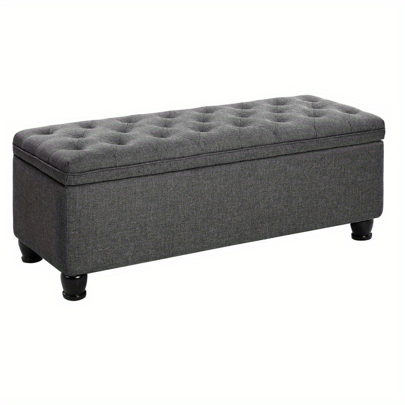 

Storage Ottoman, Storage Bench, Tufted Entryway Bedroom Bench, 17.7 X 46.5 X 17.7 Inches, Hinges Easy Lid Operation, Wooden Legs, Linen-look Cover, Loads 330 Lb