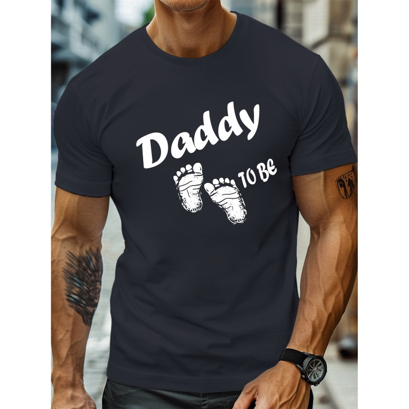 

Plus Size Men's Summer T-shirt, "dad To Be" Print Short Sleeve Tees Trendy Casual Tops For Daily Life, Big & Tall Guys