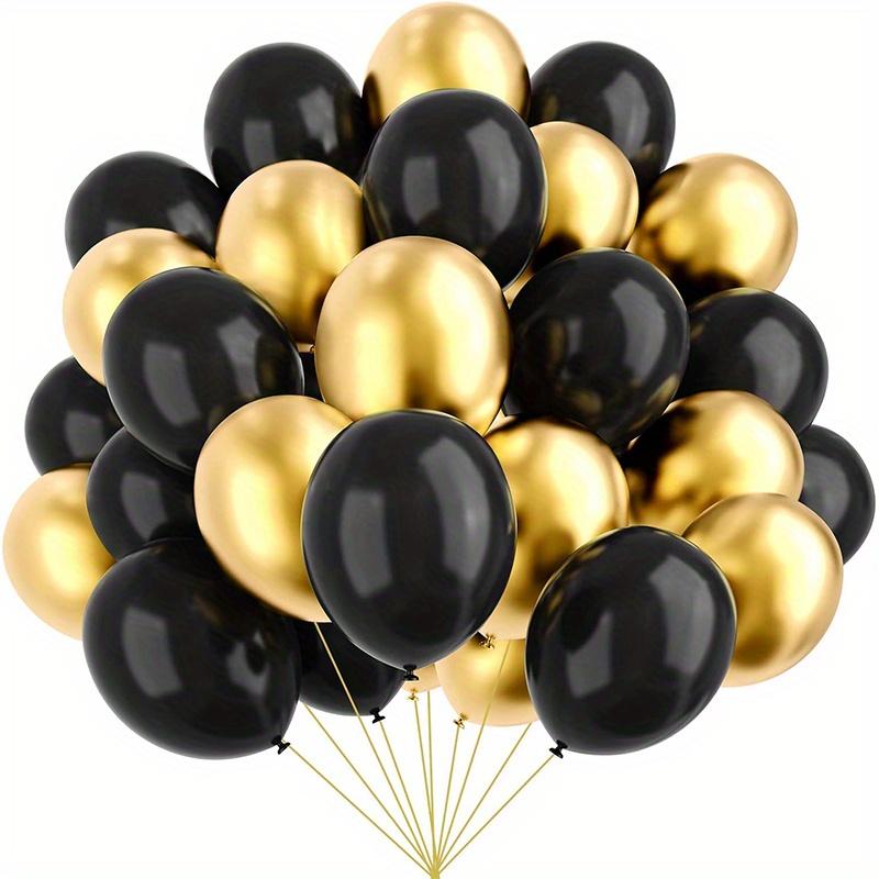 

Elegant Black And Golden Balloons Set: 45 Pcs, 10 Inch Metallic Golden And Black Balloons For Festive Celebrations - Birthday, Retirement, Graduation, New Year's Eve Party Decorations