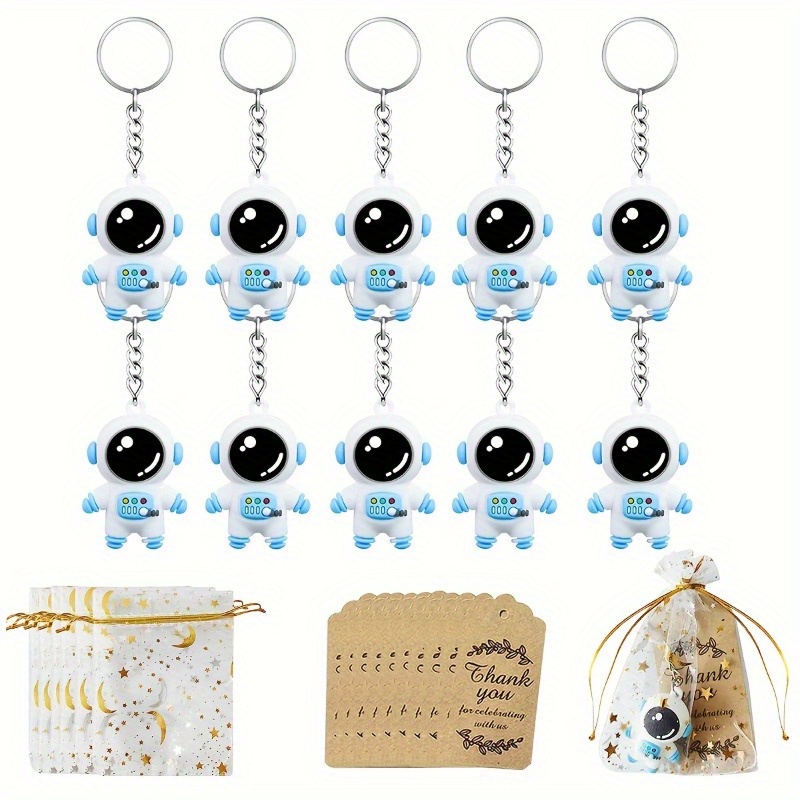 

30-pack Acrylic Astronaut Space Keychains With Star And Moon Designs, Includes Organza Bags And Thank You Kraft Tags For Party Favors, School Rewards, And Birthday Gifts