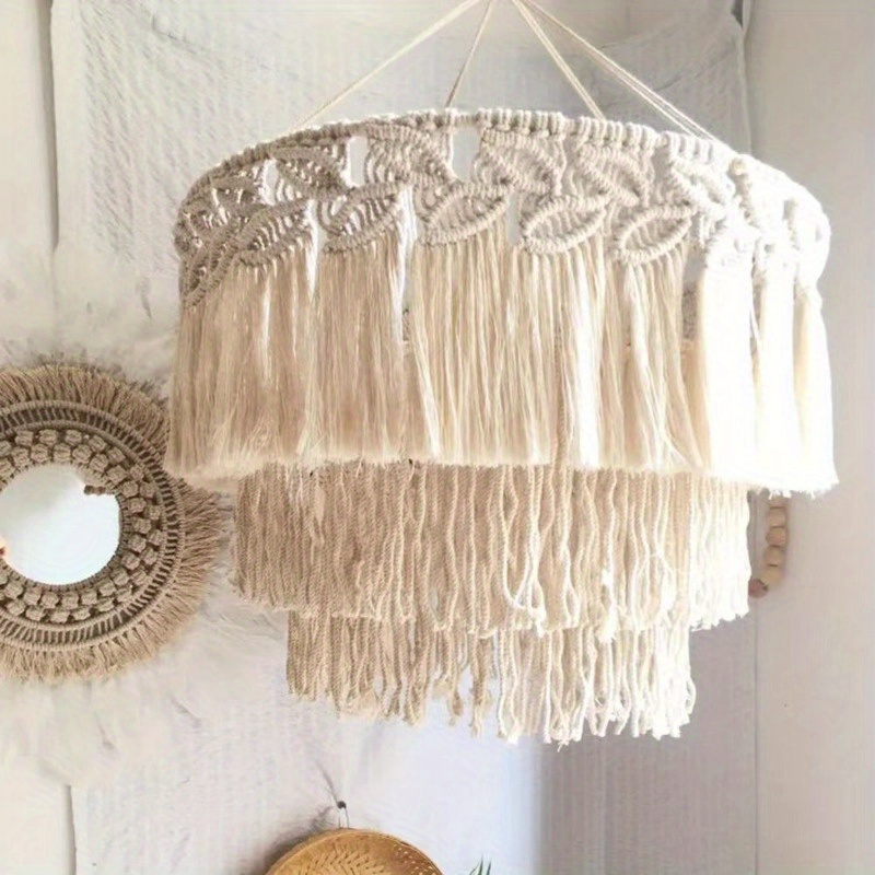 

Bohemian Style Home Pendant Decoration: Nordic Tassel Tapestry Lampshade, Handmade Woven Fabric