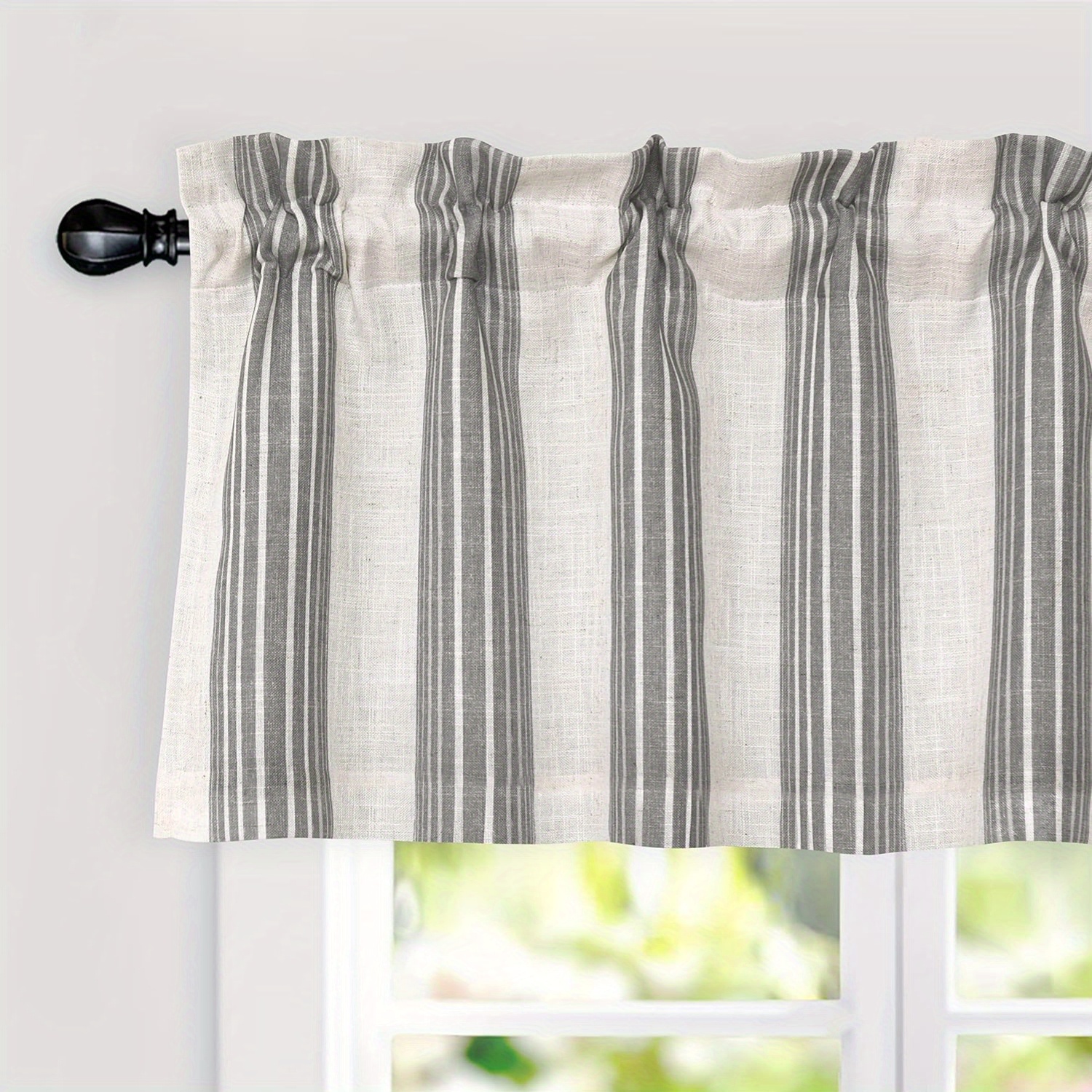 

Chris Vertical Striped Pattern Linen Blend Thermal Insulated Blackout Linen Window Curtain Valance Rod Pocket Lined Single 52 Inch By 18 Inch Plus 2 Inch Header Jade Gray