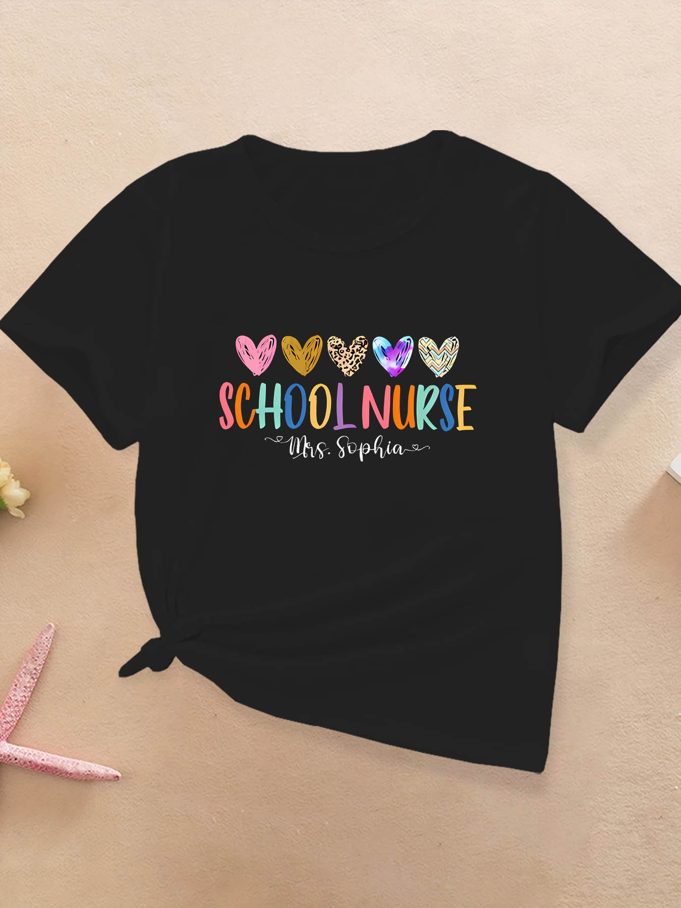 girls' breathable comfy t shirt cute school nurse print Temu