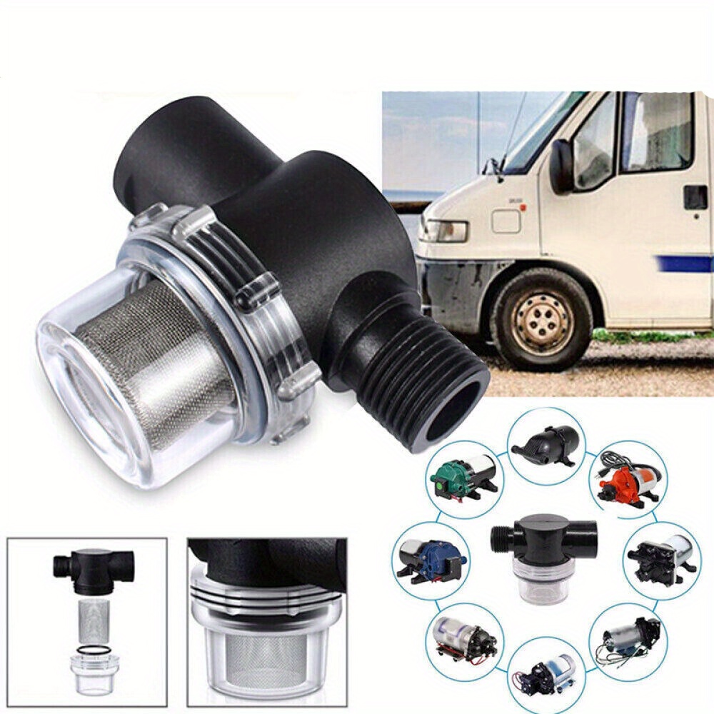 Easy-clean Rv Water Pump Strainer Filter - 1/2" Threaded, Durable Pc Material For Motorhomes & Campervans Rv Water Parts
