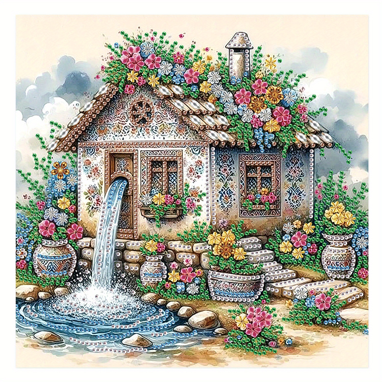 

5d Diy Diamond Painting Kit With Special Shaped Diamonds, Acrylic Landscape Theme Diamond Art Mosaic Craft, Ideal House Design For Beginners And Adults - Gift Ready