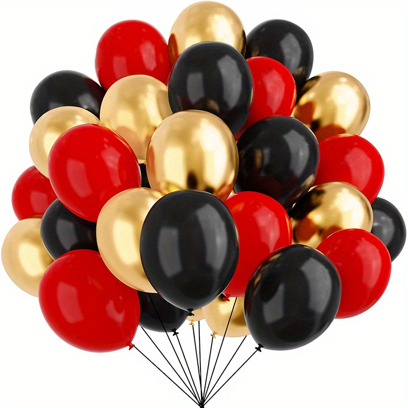 

45-piece Red, Black & Metallic Balloon Arch Kit - Ideal For Birthday Parties, Themes, Gender Reveals & More - Sturdy Latex Balloons For Indoor Festivities