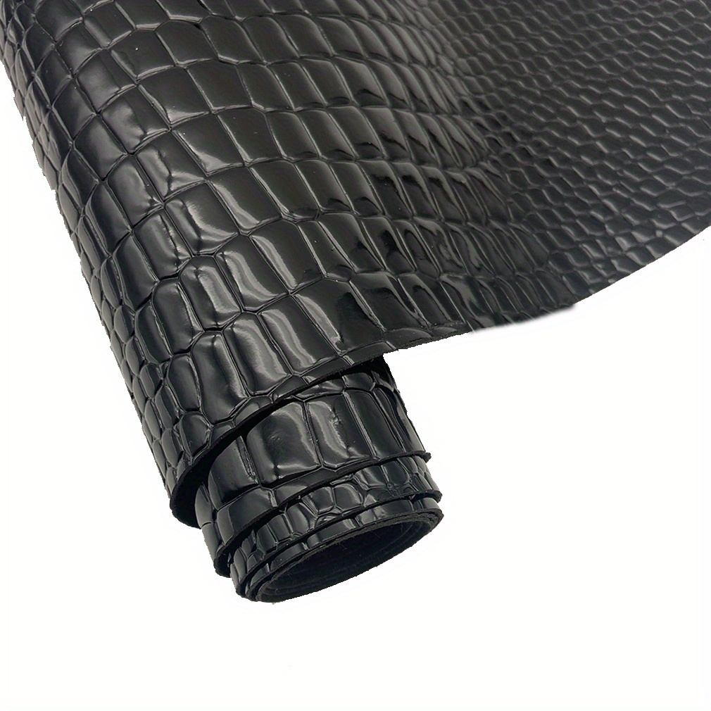 TEMU 1 rol reliëf krokodillenprint imitatieleer vinylstof 12"x 53" (32cmx135cm) PU-leer voor oorbellen, haarstrikmateriaal, knutselbenodigdheden