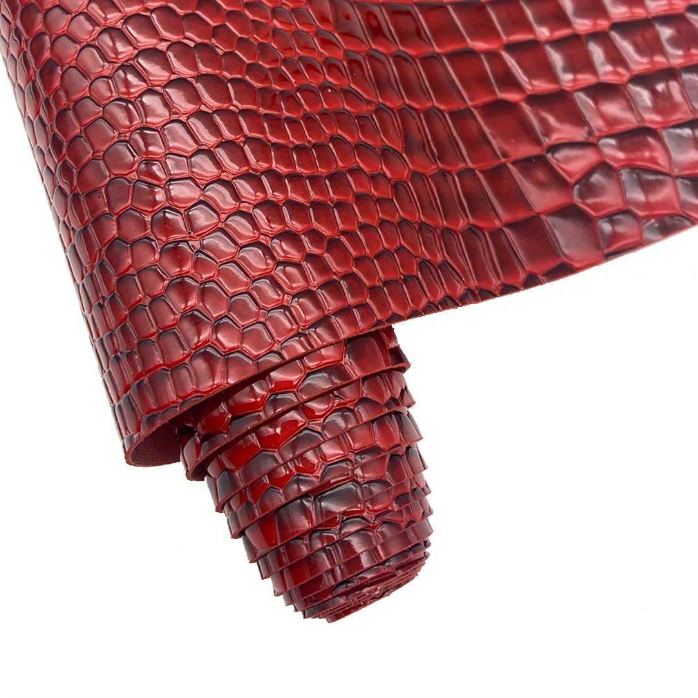 1 Roll Glossy Embossed Crocodile Fake Leather Vinyl Fabric 12"x 53"(32cmx135cm) Pu Leather For Earrings, Hair Bow Material, Craft Supplies