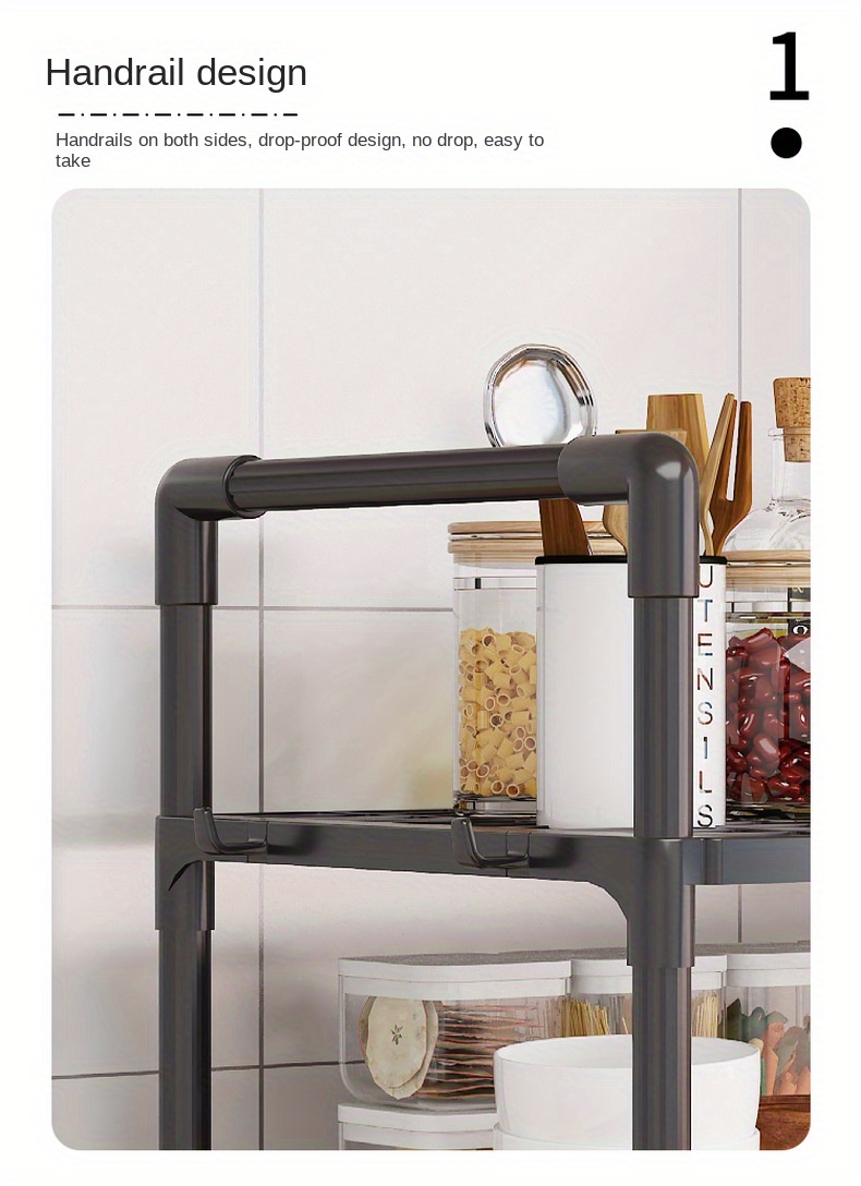   2 tier metal microwave stand adjustable and expandable kitchen shelf no wood easy to clean for microwave oven storage plastic material non food contact compatible details 3