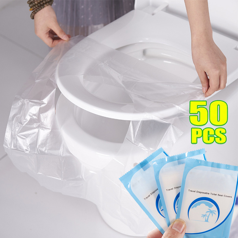 

50-piece Easy-fit Disposable Toilet Seat Covers - Waterproof, Portable For Travel, Camping & Public Restrooms
