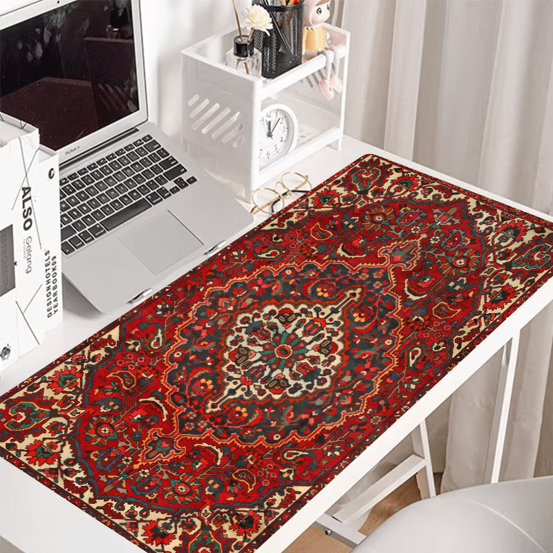 

Persian Rug Design Large Mouse Pad, Rubber Anti-slip Oblong Desk Mat For Gaming, Office Keyboard Support, Durable E-sports Mouse Mat For Computer Users