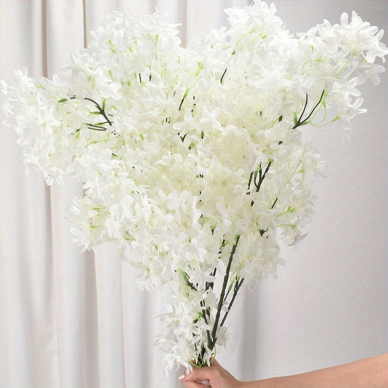 

4pcs Lilacs Artificial Flowers White Lilacs Artificial Flowers, 38.12in Fake Flowers Bulk Silk Flowers With Stems Real Look For Home Garden Wedding Arrangement Decor (white)