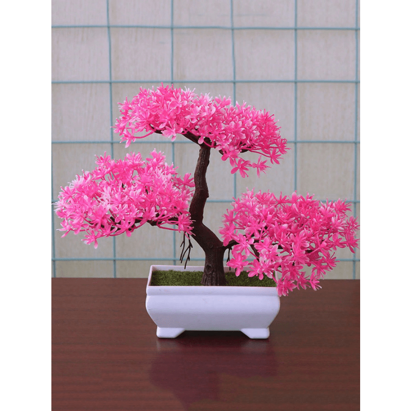 

Charming Pink Artificial Potted Plant - 3-forked & 4-ball Pine, Sunflower Bonsai For Tabletop Decor | Ideal For Weddings & Home Office